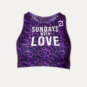 NWT Peloton Ally High Neck Bra Purple Cheetah S